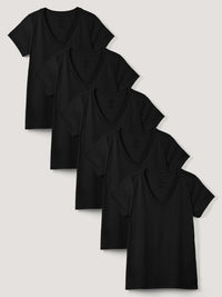 Women's V-Neck All Black 5-Pack