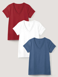 Red, White, and Blue Everyday V-Neck 3-Pack