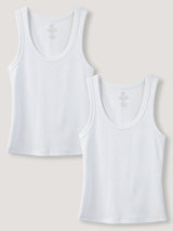 Women's ribbed tank top in white — soft cotton blend, 310gsm, flattering fit XS to 3X