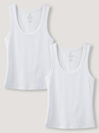 Women's ribbed tank top in white — soft cotton blend, 310gsm, flattering fit XS to 3X
