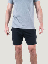 Matt is 6'1, 195LBS and wears a size M # Black Day Off Short | Studio Size Medium Front | Fresh Clean Threads