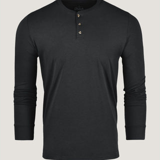 Black Long Sleeve Henley Ghost Mannequin | Fresh Clean Threads