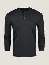 Black Long Sleeve Henley Ghost Mannequin | Fresh Clean Threads