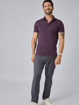 Patrick is 5'10", 163LBS and wears a size M # Polo | Nordic Purple Torrey Polo | Fresh Clean Threads
