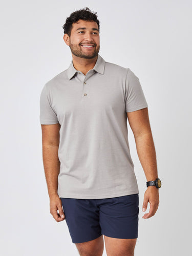 Matheus is 6', 210LBS and wears a size XL # Model is size XL | Vintage Grey Torrey Polo Studio | Fresh Clean Threads