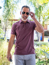 Jamie is 6'2, 200lbs and wears a size M # Burgundy Polo | The Independence Pack 3-Pack Polos | Fresh Clean Threads