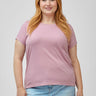 Ryn is 5'9" (size 14-16) and wears size XL # Women's Tee | Crew Neck in Chalk Pink | FCT