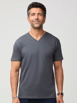 Zadran is 6'0" and wears a size medium # Concrete V-Neck Tee | Men's Winter Collection at Fresh Clean Threads