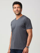 StratuSoft™ tees are built to last wash after wash # StratuSoft V-Neck in Concrete | Fresh Clean Threads