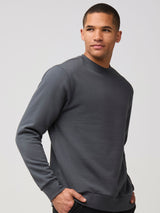 Mikah is 6'1" and wears a size medium # Men's Sweatshirts | Concrete Grey | Fresh Clean Threads