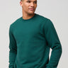 Mikah is 6'1" and wears a size medium # Dark Emerald Crew Sweatshirt | New Style | Fresh Clean Threads