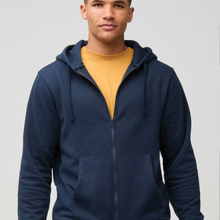 Color-matched zipper for streamline look # Zip Hoodie in Dark Navy | Men's Hoodies at Fresh Clean Threads