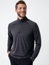 Joe is 6'2, 177LBS and wears a size L # Men's Charcoal Performance Quarter Zip | Fresh Clean Threads