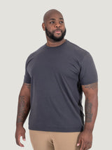 Corey is 6'2", 250LBS and wears a size 3XL # Vintage Black Crew Neck Tee | Corey is 6'2", 250LBS and wears a size 3XL | Fresh Clean Threads