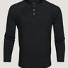 Black Slim Fit Long Sleeve Henley Ghost Mannequin | Fresh Clean Threads