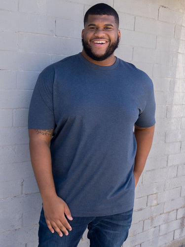 Steven is 6', 275lbs and wears a size 3xl # Tee Box Crew 3-Pack | Navy Lifestyle Size 3XL | Fresh Clean Threads