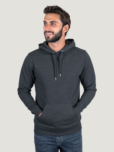 Pasha is 6' 180 lbs and wears a size M # Charcoal Pullover Hoodie Studio Size Medium | Fresh Clean Threads