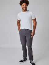 Joe is 6', 180LBS and wears a size 32x30 # Graphite Grey Stretch Tech Pant | Fresh Clean Threads