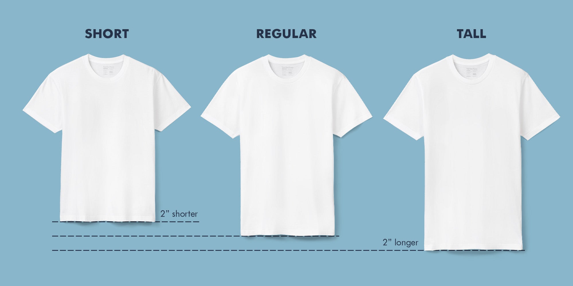 Fit comparison for men’s t-shirts: short torso vs. standard vs. tall