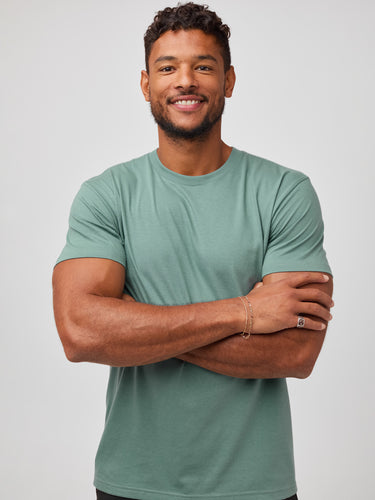 Nico is 6'4" and wears size Large Tall # Spring Colors for Men | Crew Neck T-Shirts