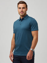Jake is 5'11" and wears size M # Men's Sea Blue Men's Polo Shirts | Premium Polo Shirts