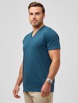 Jake is 5'11" and wears size M # Men's V-Neck T-Shirts - Now in Sea Blue for a Limited Time