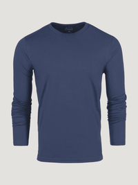 Steel Blue Long Sleeve Crew Neck Ghost Mannequin | Fresh Clean Threads