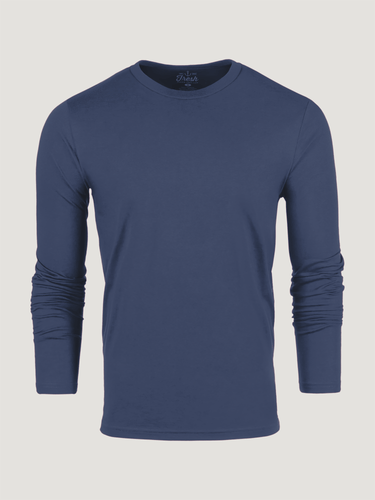 Steel Blue Long Sleeve Crew Neck Ghost Mannequin | Fresh Clean Threads