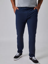 Joe is 6', 180LBS and wears a size 32x30 # Navy Stretch Tech Pants for Men | Fresh Clean Threads