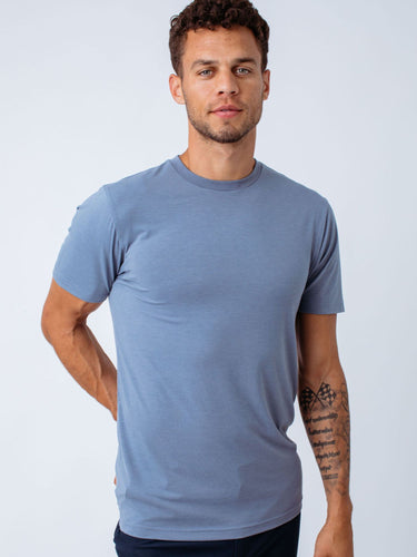 Christian is 6'5 and wears size Large tall # Wedgewood Performance Crew Neck Tee | Fresh Clean Threads