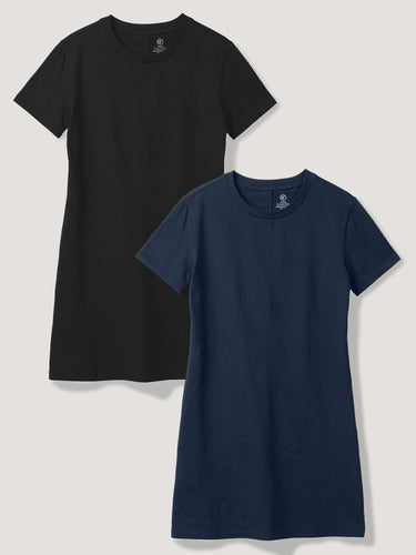 Comfortable Women's Easy Tee Dress in Black & Navy 2-Pack - Shop the T-Shirt Dress Collection